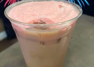 Red, white and blue latte